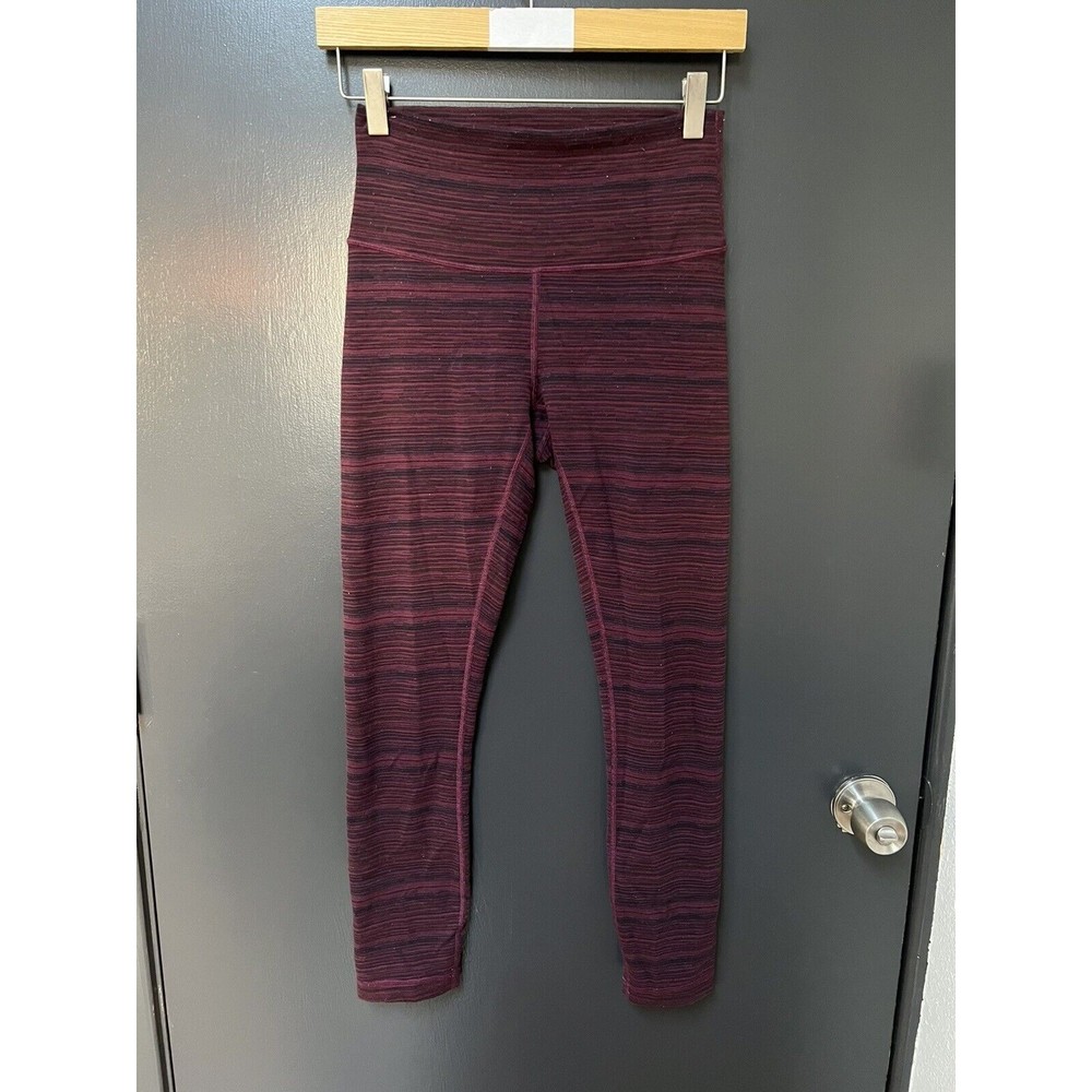 Lululemon high times pant Sz 6  burgendy striped